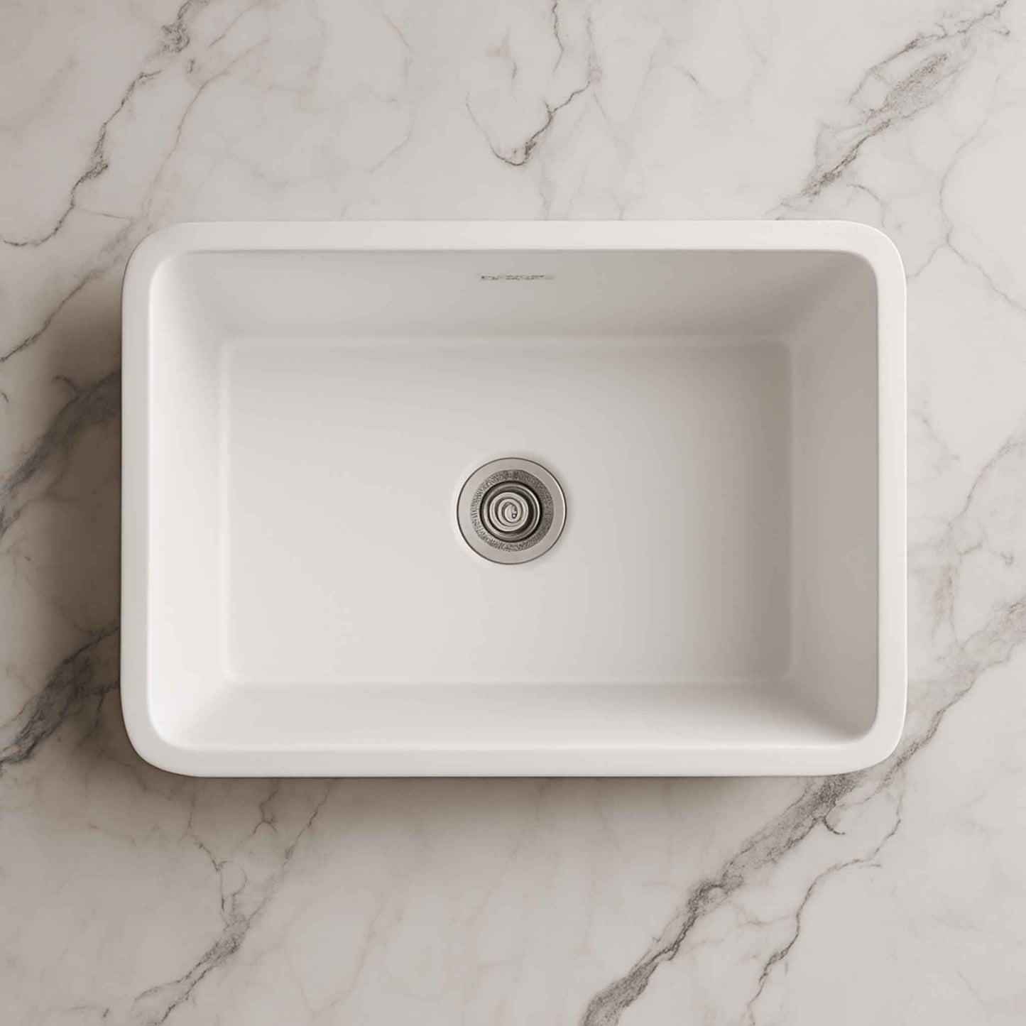 Top view of 19x31 inch premium stainless steel kitchen sink with deep single bowl