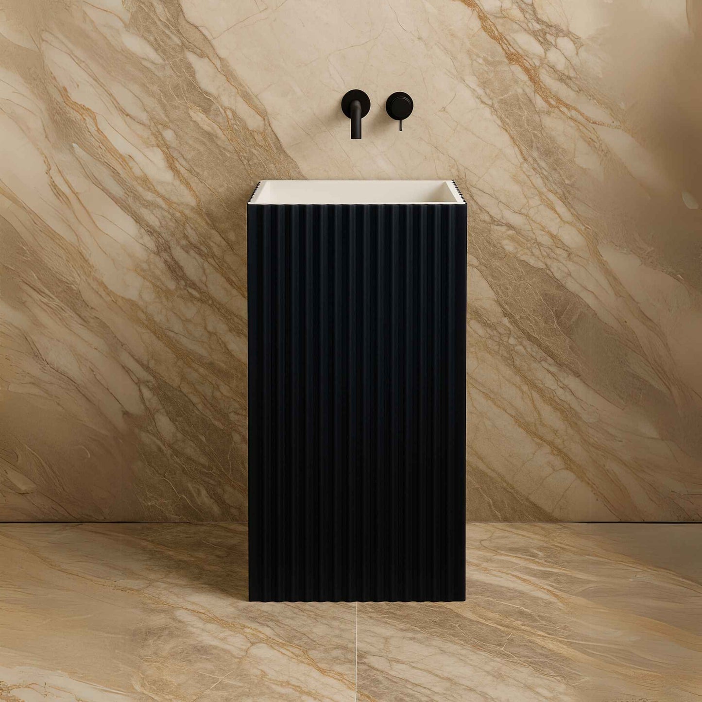 top-view-navy-fluted-sink-with-faucet