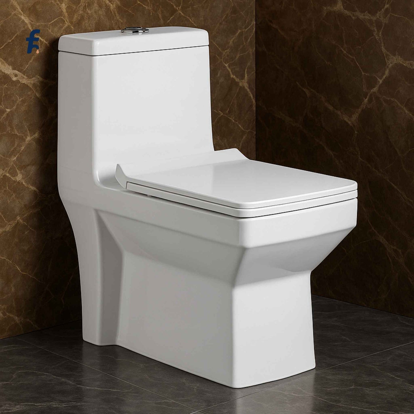 Top angle view of sleek western toilet with dual flush tank and ergonomic seat – ceramic white finish"