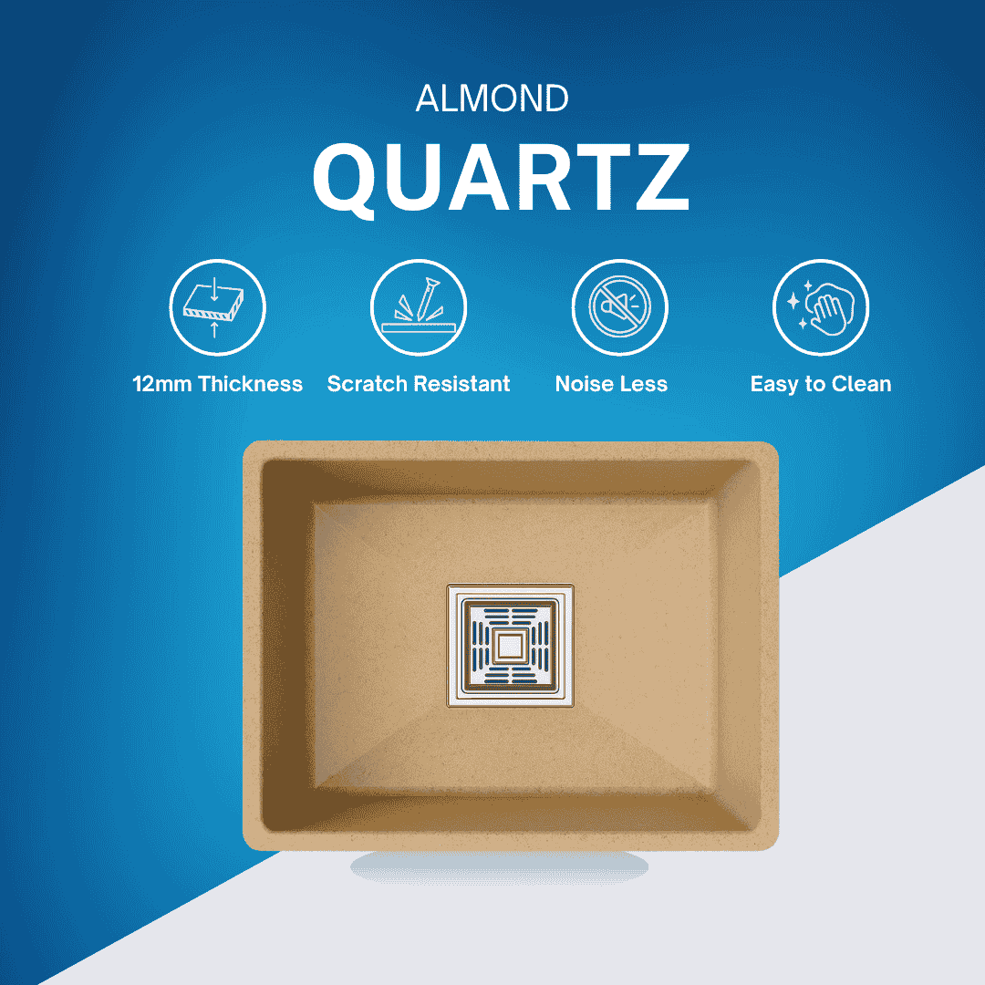 Almond Granite Sink Side View with Contrasting Marble Countertop