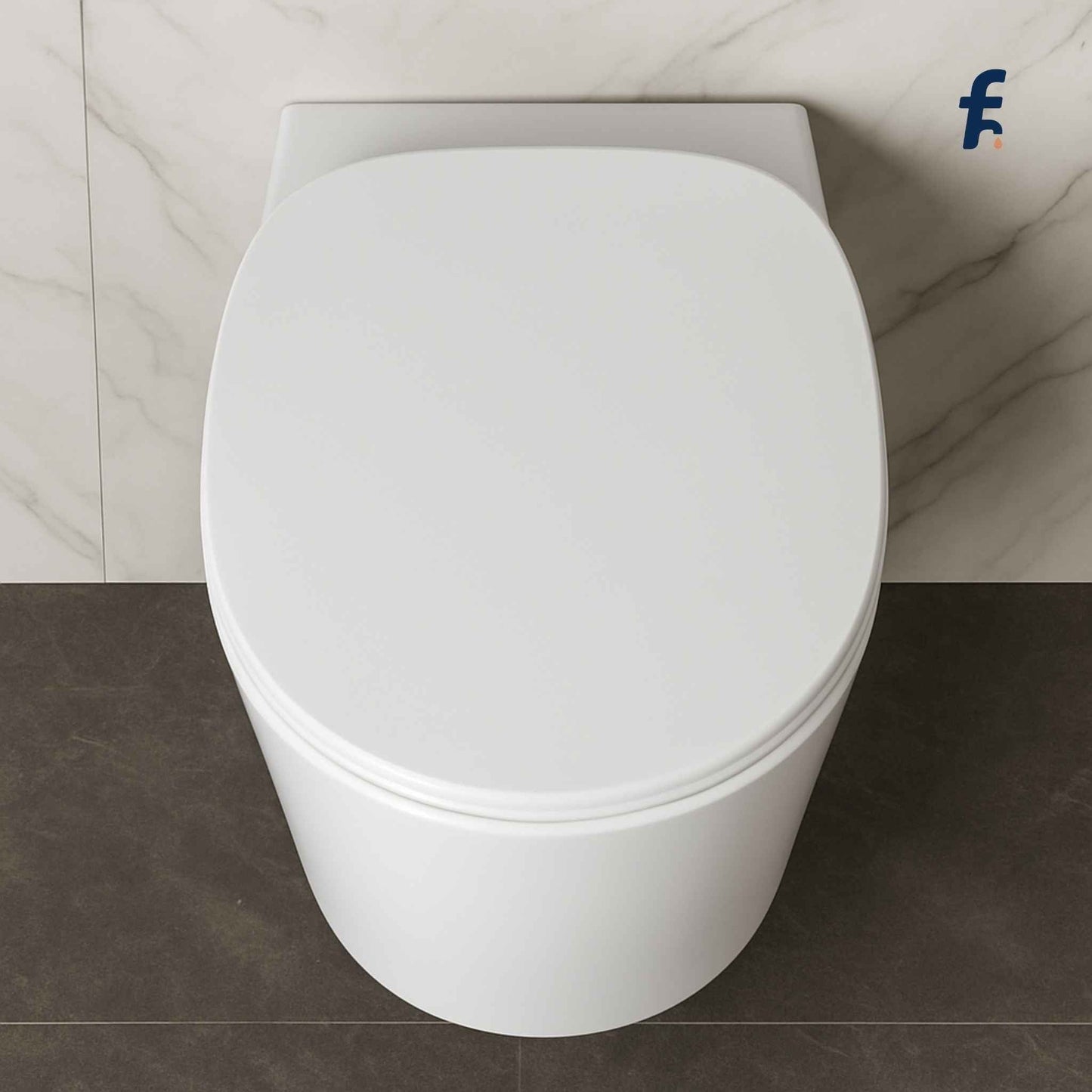 White toilet with a closed lid in a bathroom setting
