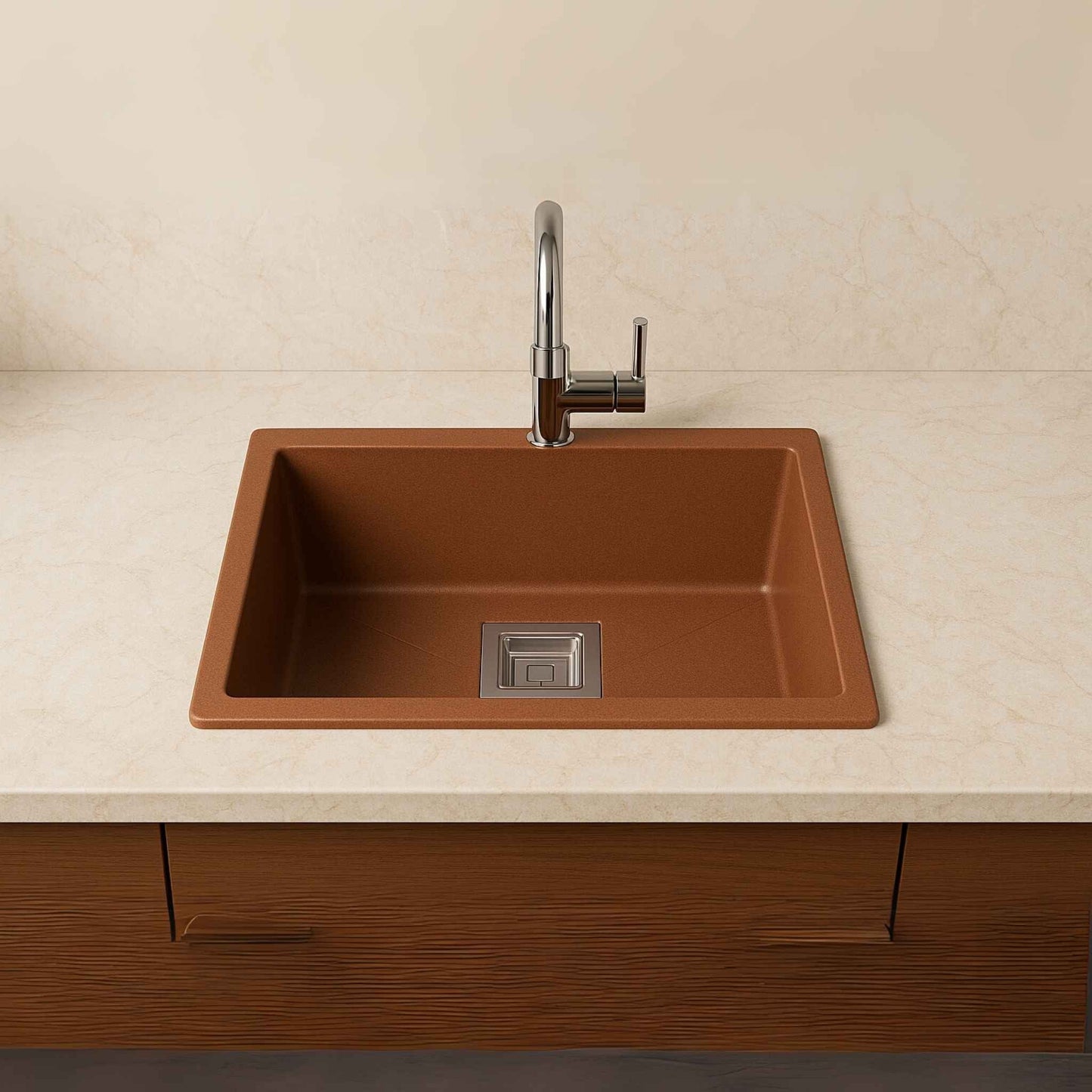 Front view of Pearl Brown Metallic Kitchen Sink from Culinox Series
