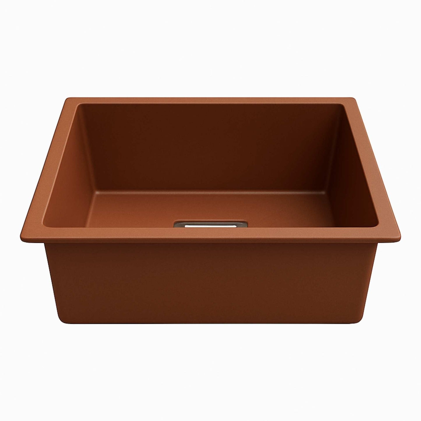 Side profile of metallic brown kitchen sink showing depth and thickness