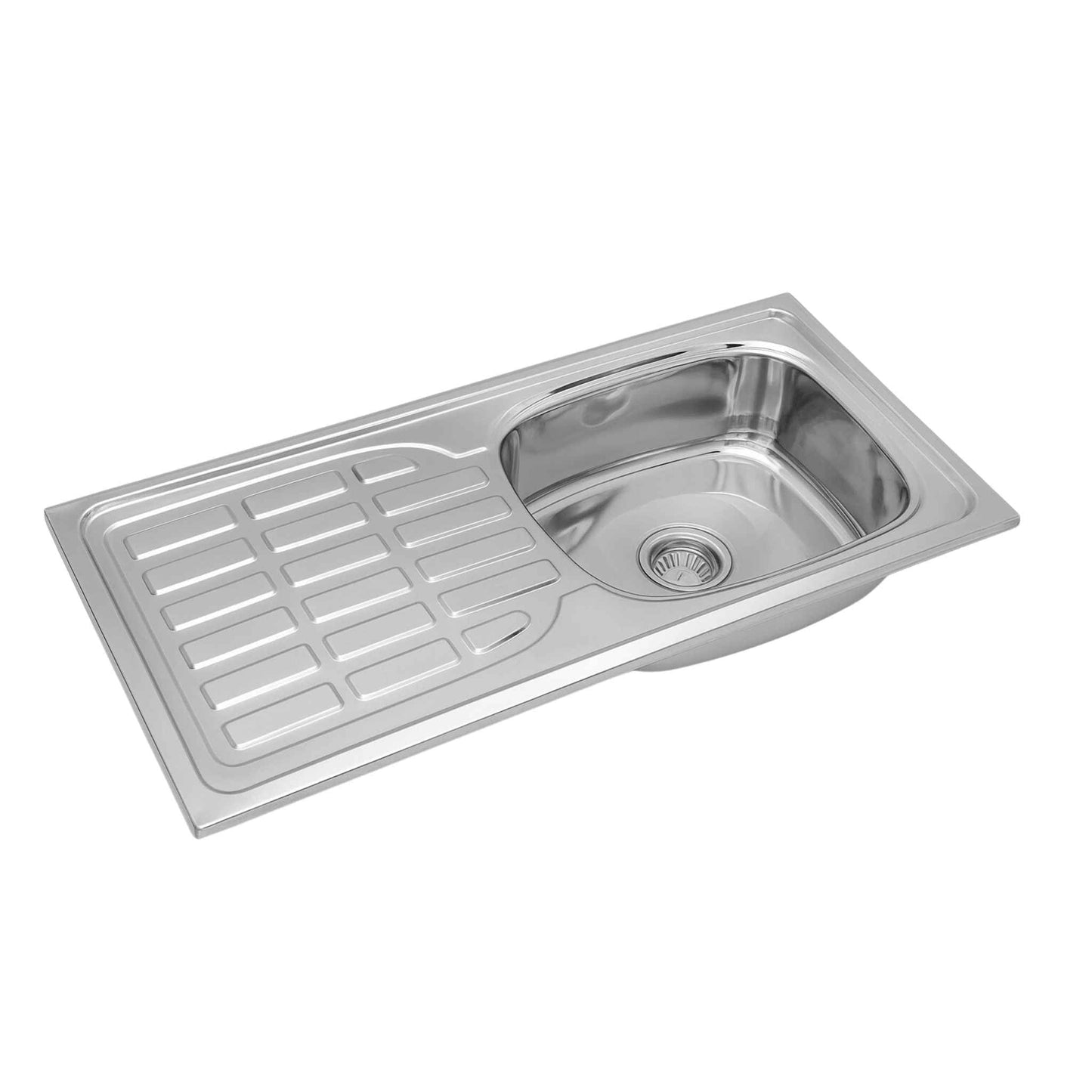 Stainless steel drainboard sink with single bowl – front view