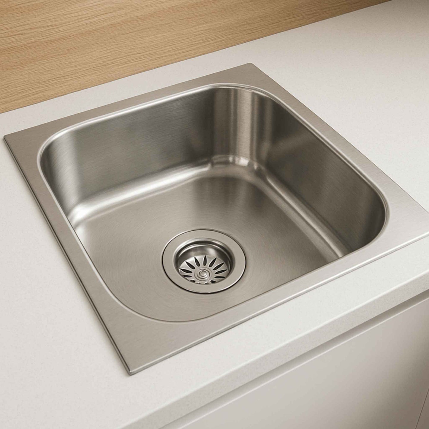 Essential Series 18x16 inch stainless steel kitchen sink with 1.0mm body and glossy finish