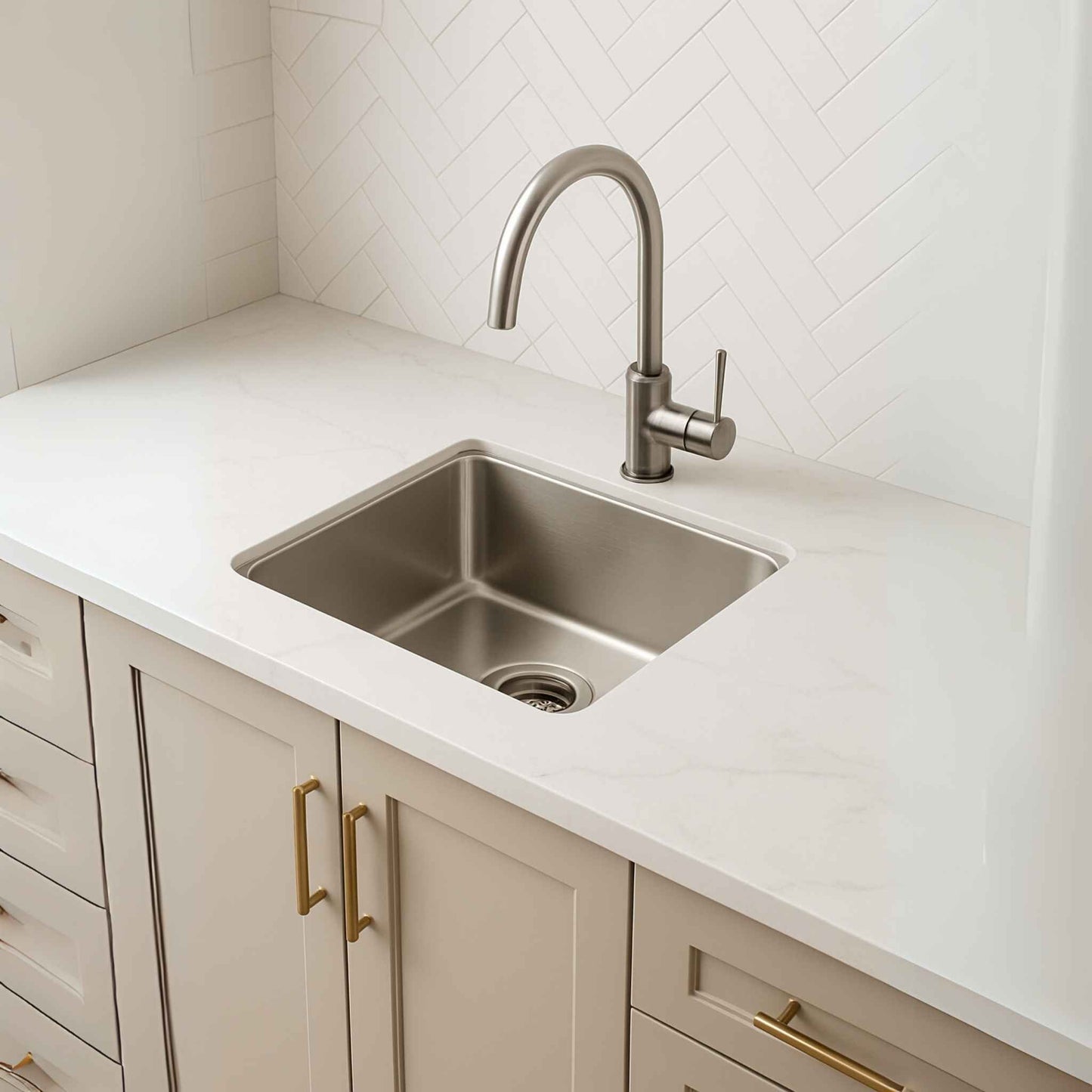 Essential Series kitchen sink 24x18 inch in 0.8mm stainless steel – top mount