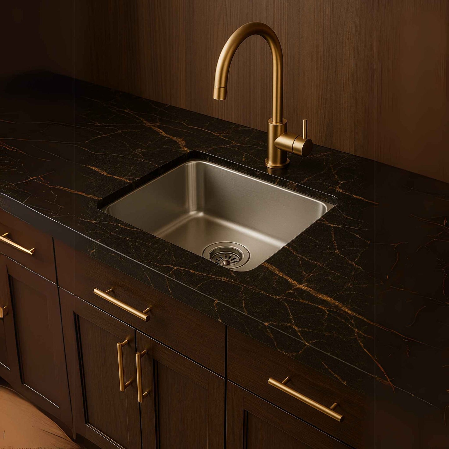 Deep bowl 24x18x9 inch sink with square profile in 0.8mm stainless steel
