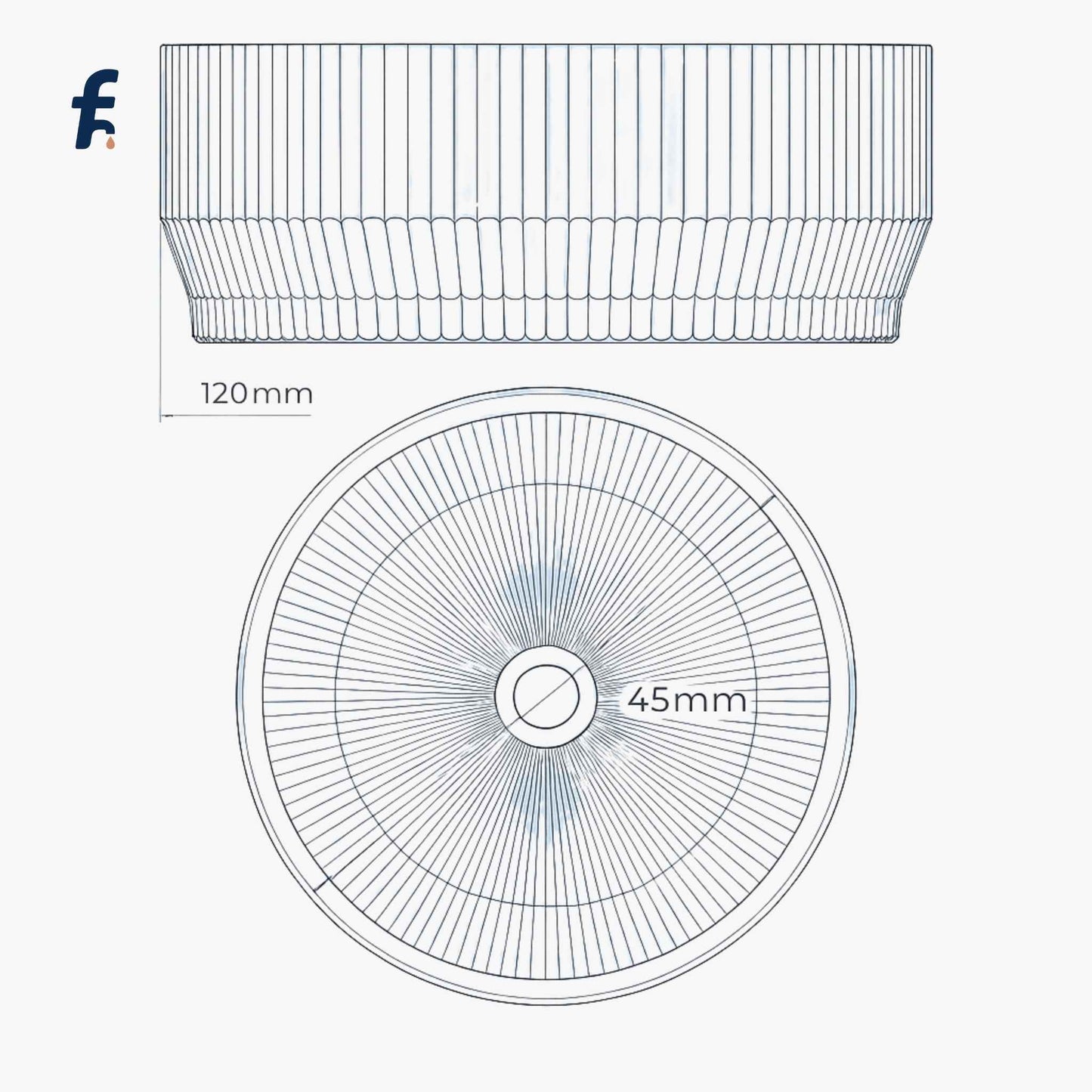Technical drawing of a circular component with dimensions on a white background