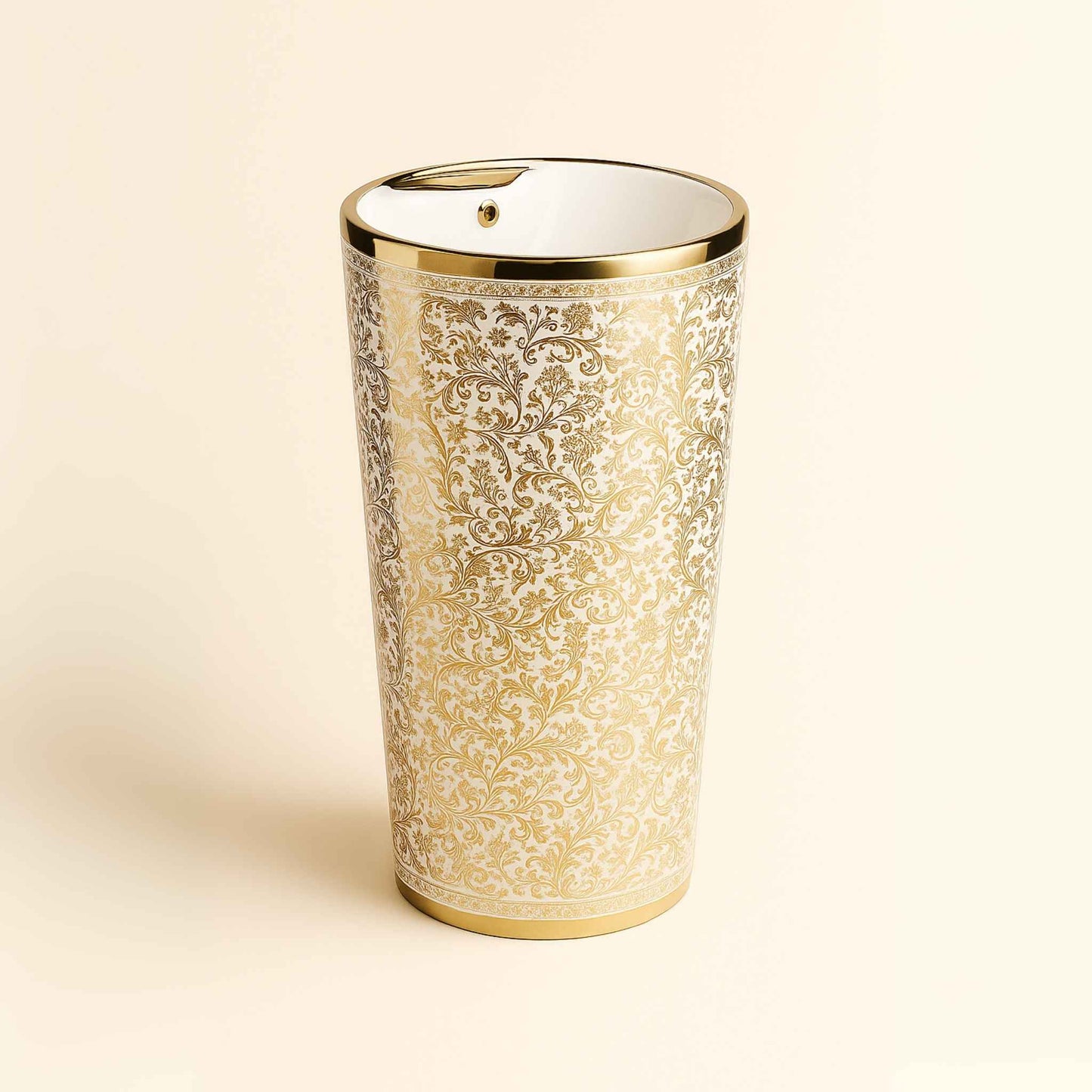 Side profile of gold ornamental washbasin for luxury interiors