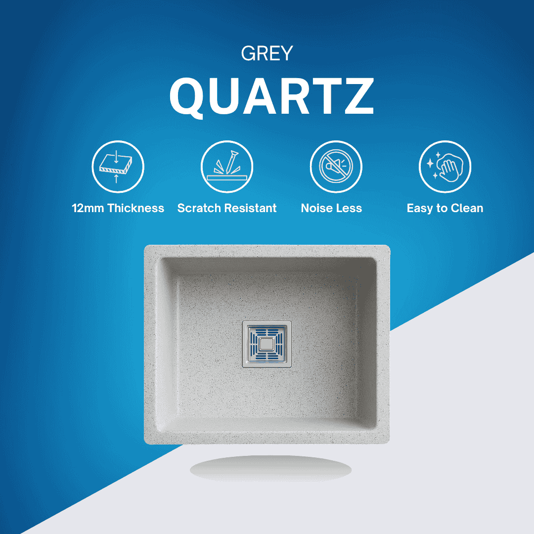 Top view of Graniridge grey granite kitchen sink 18x21x9