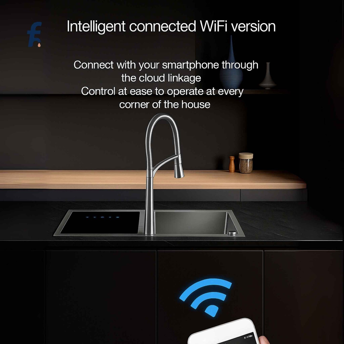 LED touchscreen smart kitchen sink in stainless steel with ultrasonic food cleaning technology for healthy cooking