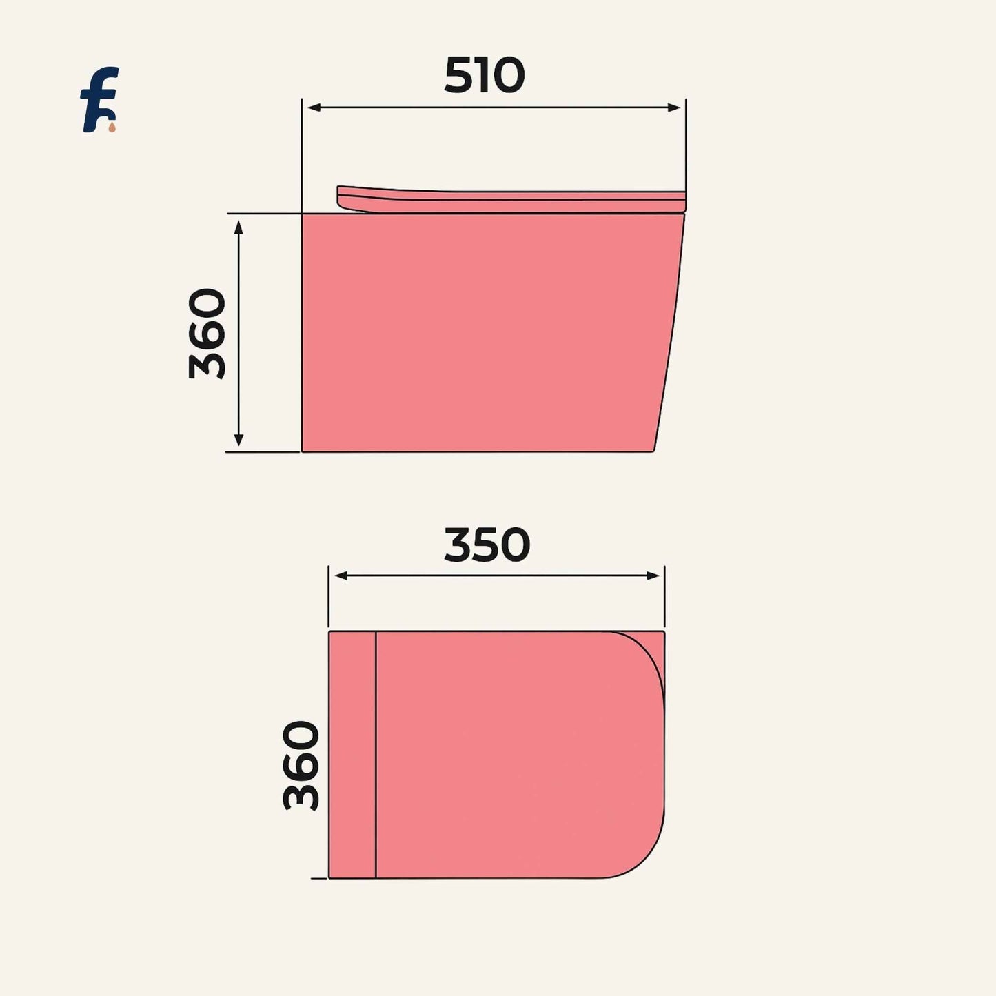 Dimensions of a pink rectangular object with measurements in millimeters on a white background.