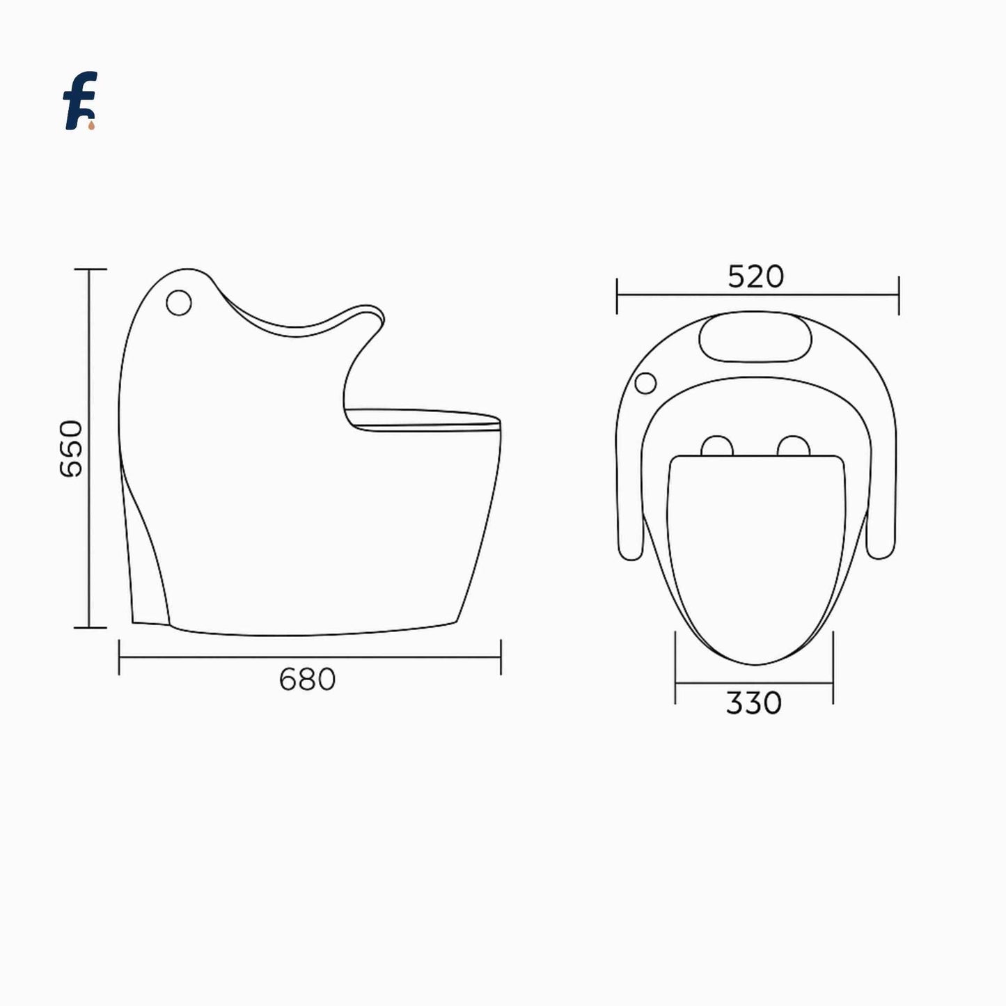 Luxury One Piece Toilet with Siphonic Flush β Glossy White (680x520x660mm)