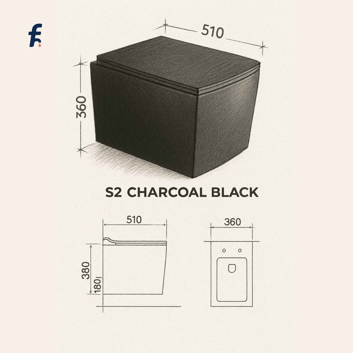 Black rectangular product with dimensions labeled on a white background