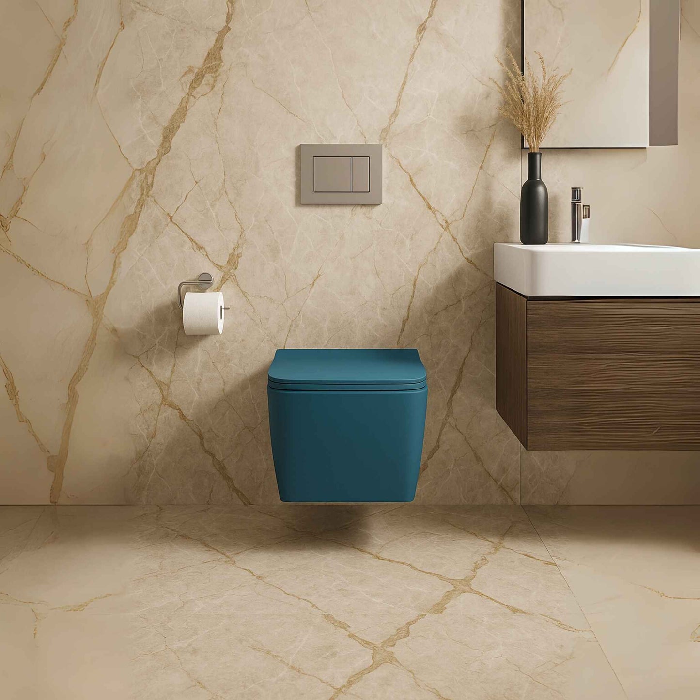 S2 Pine Blue Wall-Hung Toilet Front Viewr