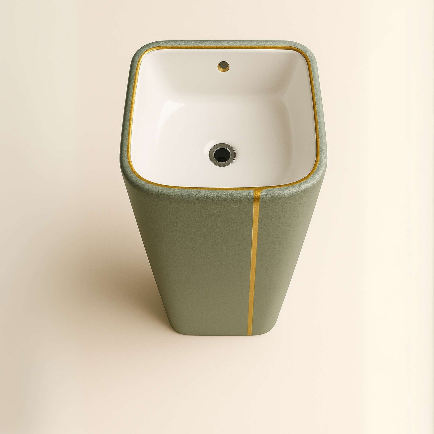 Top angle showing deep white bowl and subtle gold detail