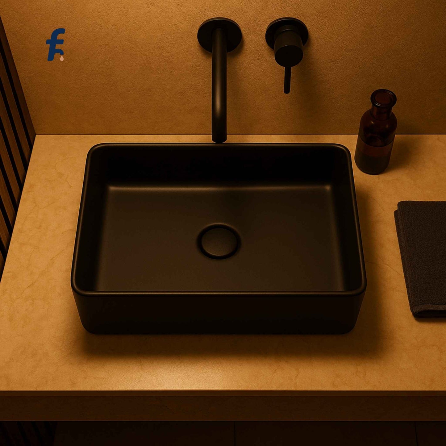 Top angle view of lightweight rectangular melamine wash basin