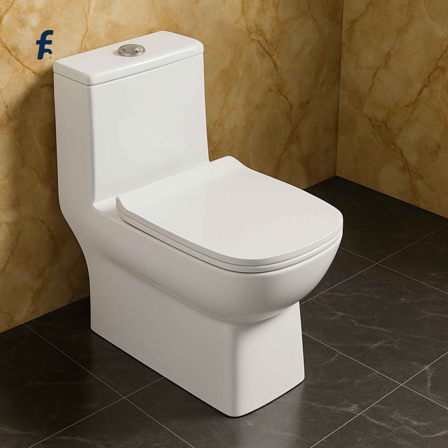Top angle view of rimless white WC for modern bathrooms