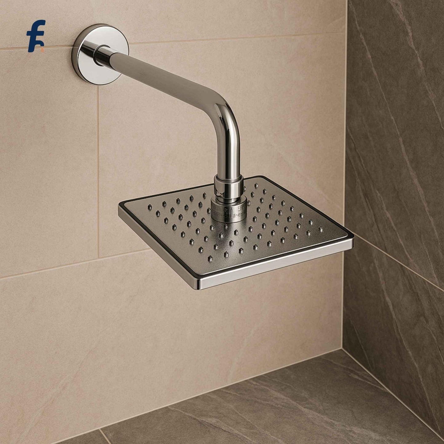 8 inch modern ABS square rain shower head with arm – high pressure overhead shower for bathroom