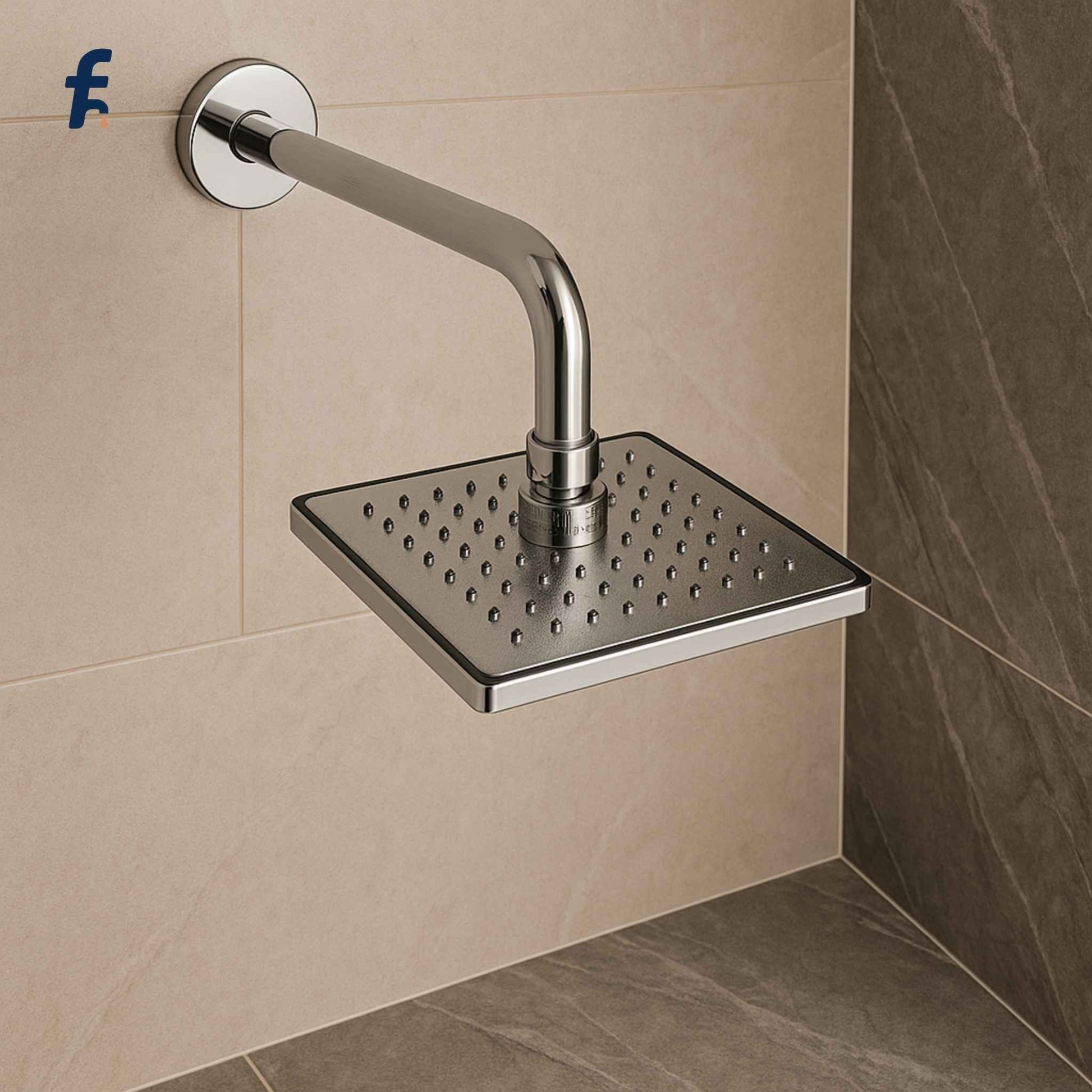 8 inch modern ABS square rain shower head with arm – high pressure overhead shower for bathroom