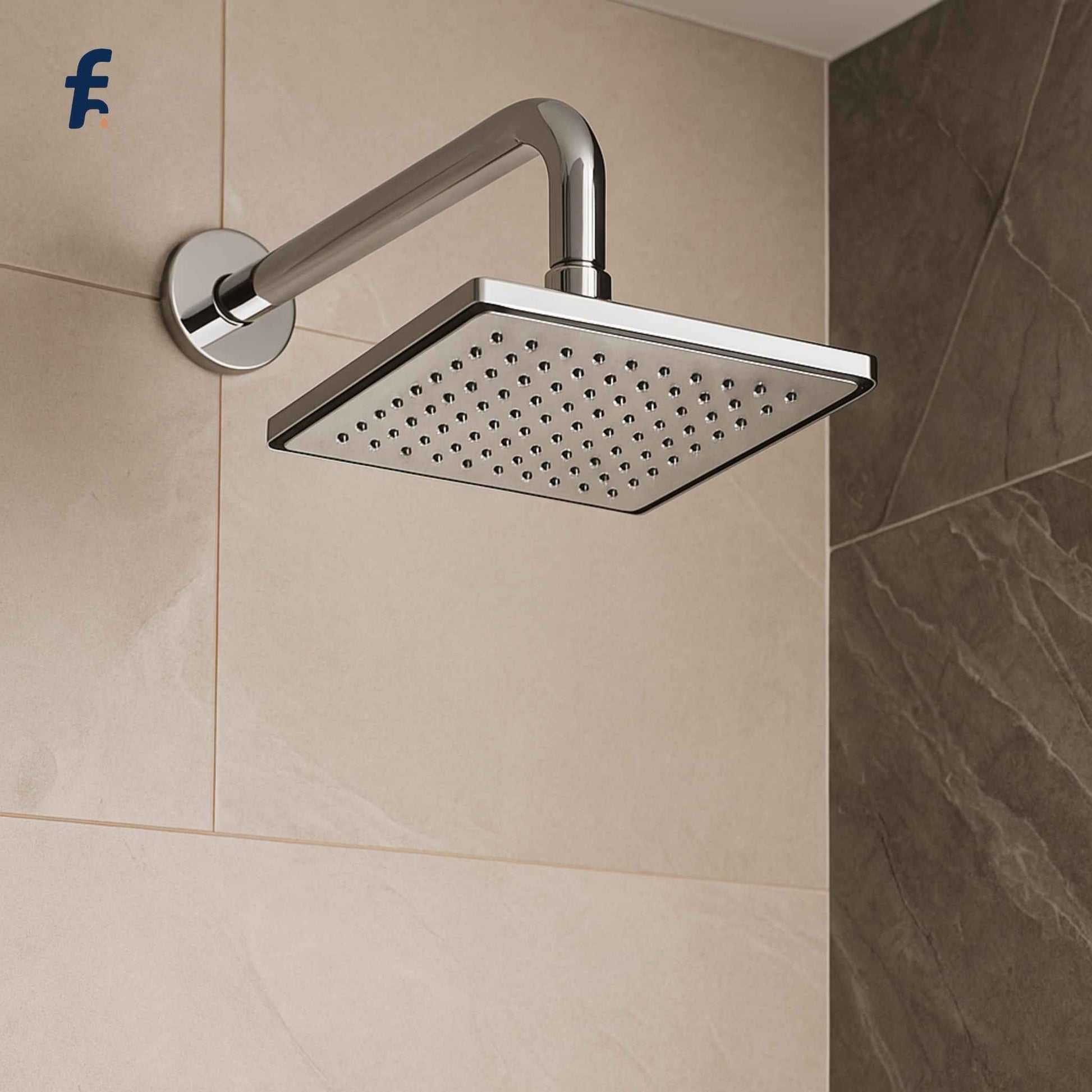 6 inch premium square ABS rain shower head with wall arm – chrome overhead shower by AffordFittings
