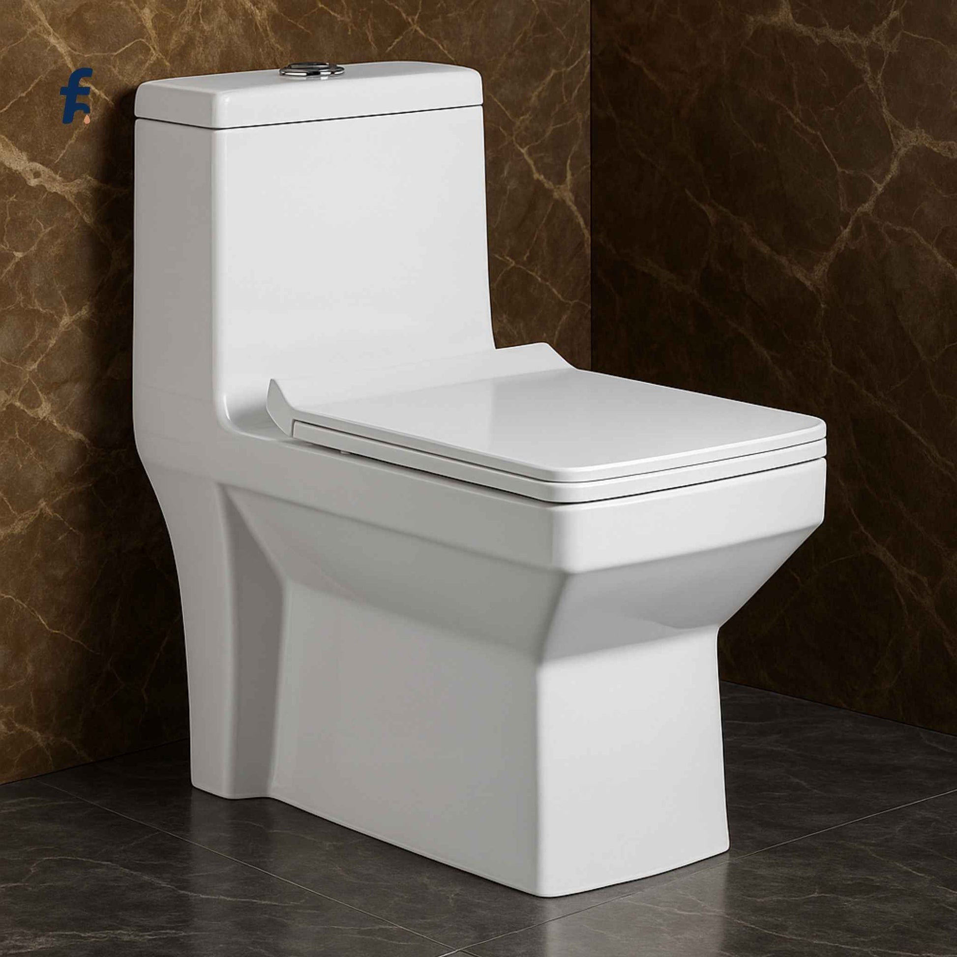 Top angle view of sleek western toilet with dual flush tank and ergonomic seat – ceramic white finish"