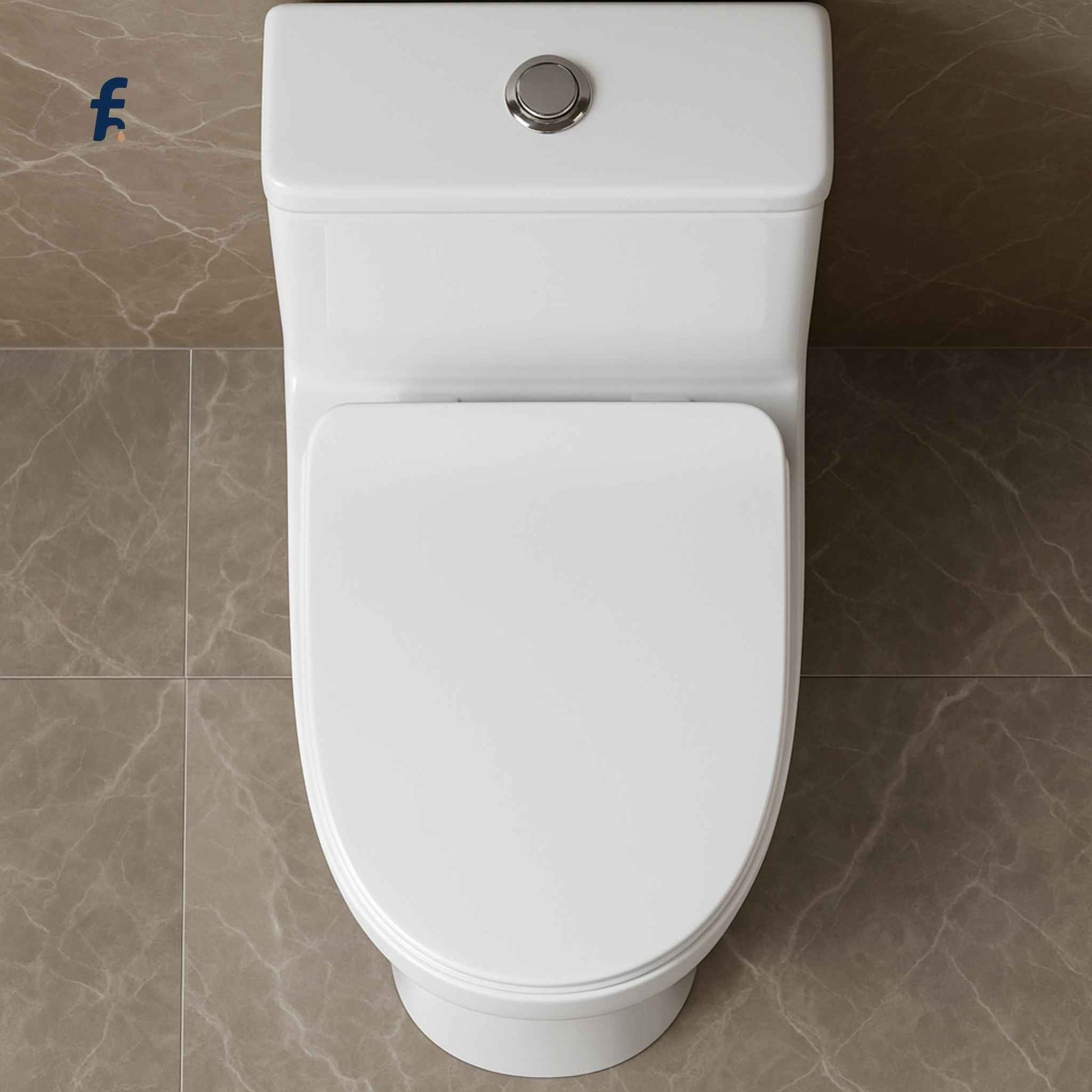  "Top angle view of sleek western toilet with dual flush tank and ergonomic seat – ceramic white finish"