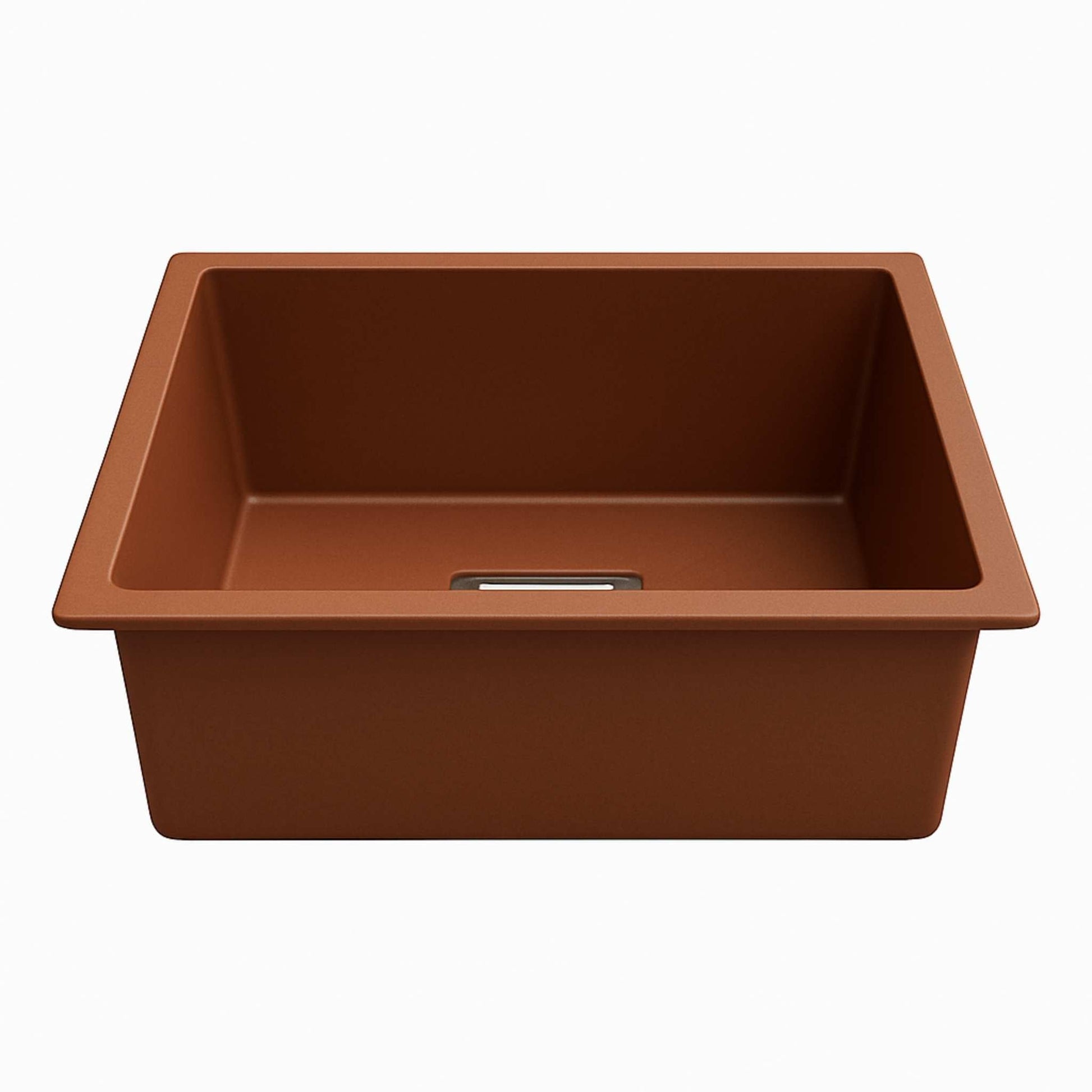 Side profile of metallic brown kitchen sink showing depth and thickness
