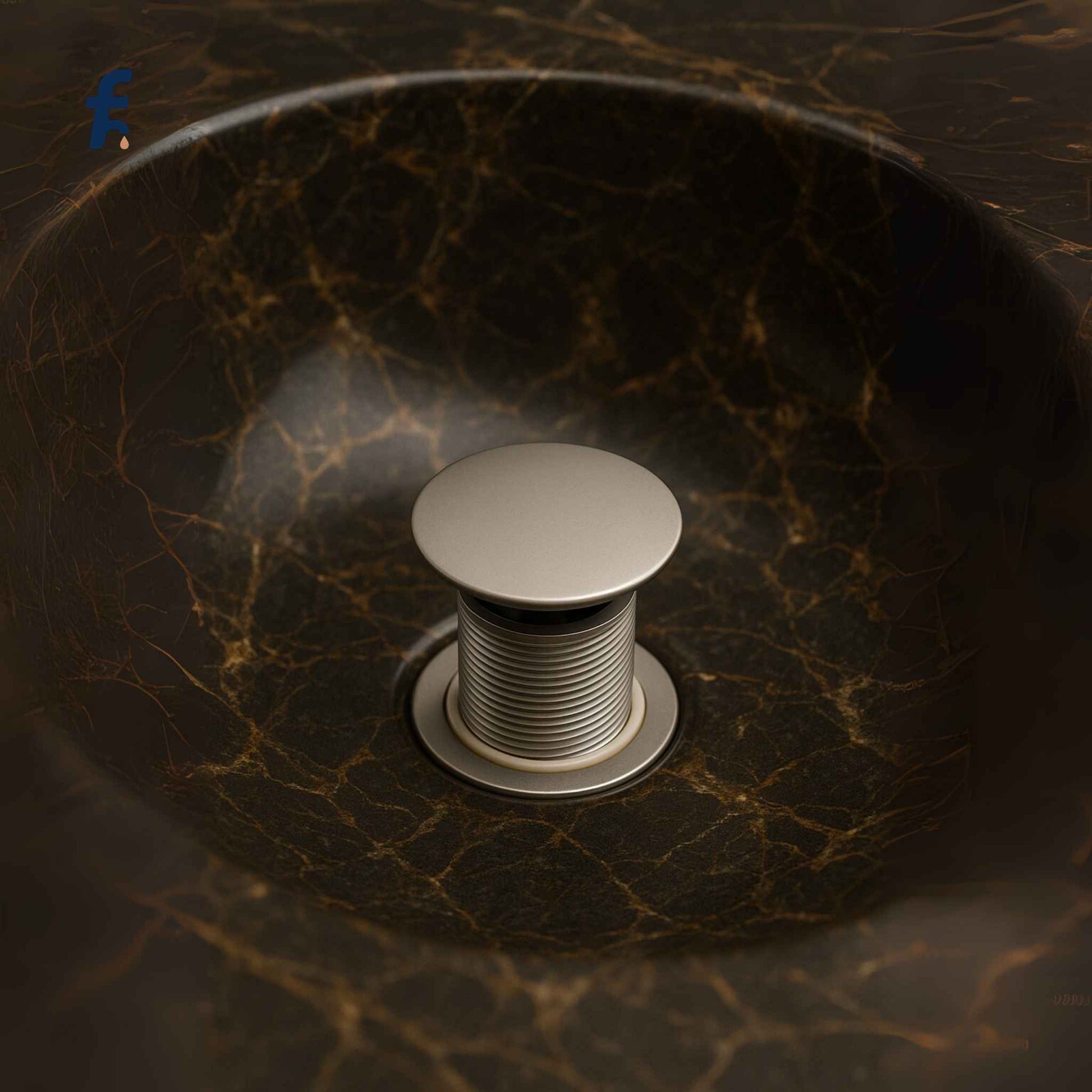  Nickel pop-up coupling in a luxurious marble washbasin