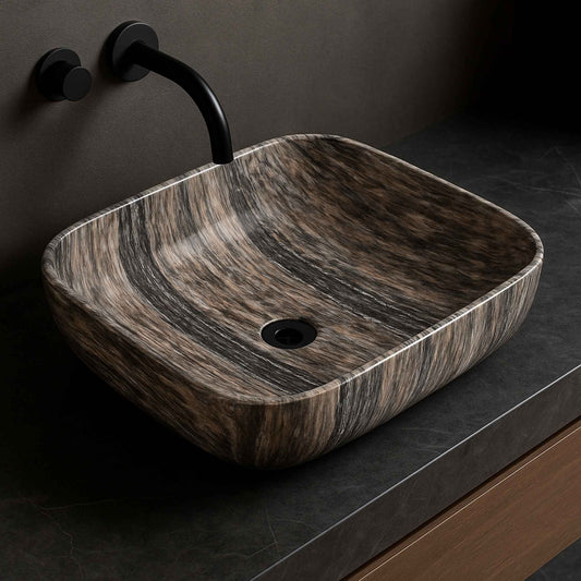 Luxury marble finish rectangular wash basin for bathroom