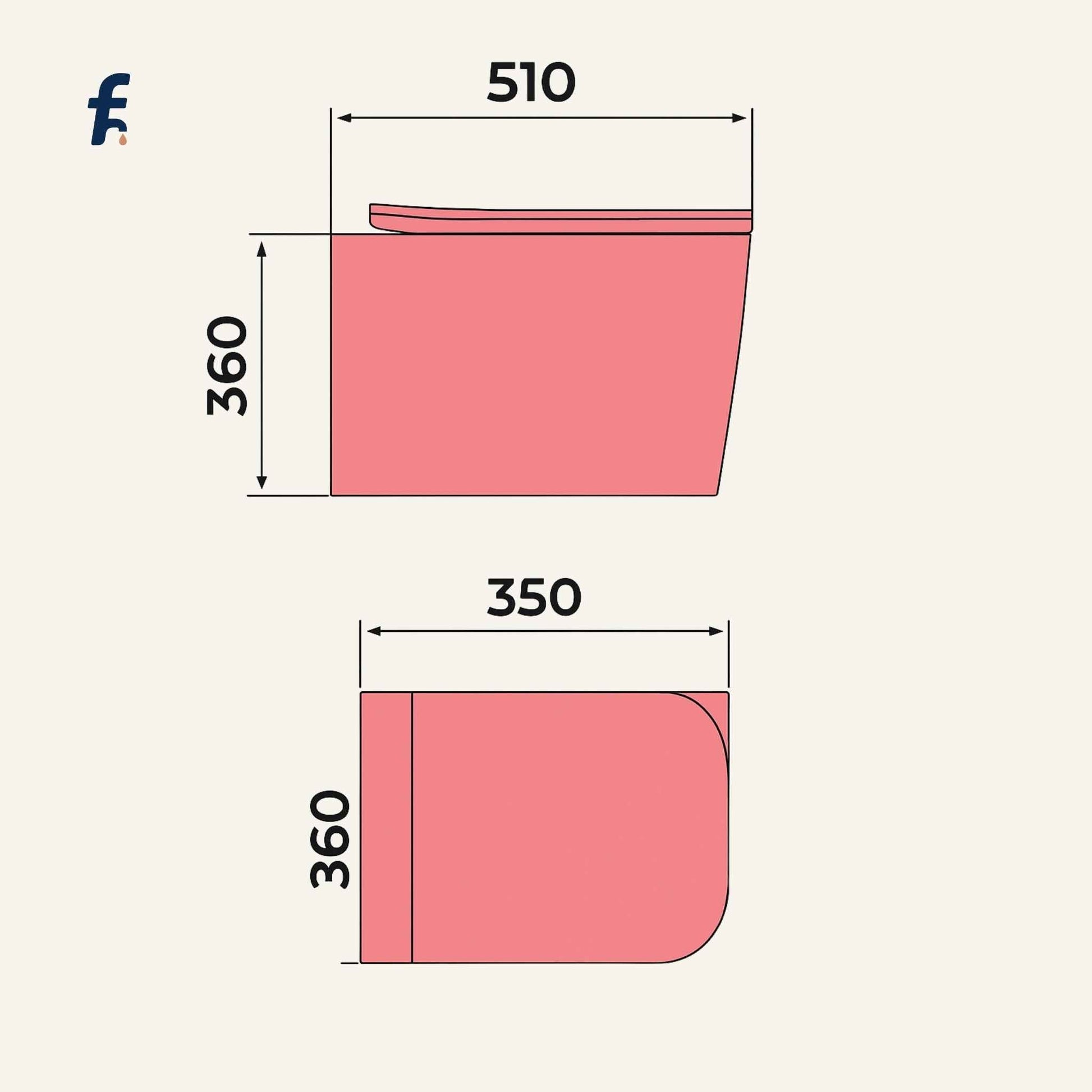 Dimensions of a pink rectangular object with measurements in millimeters on a white background.