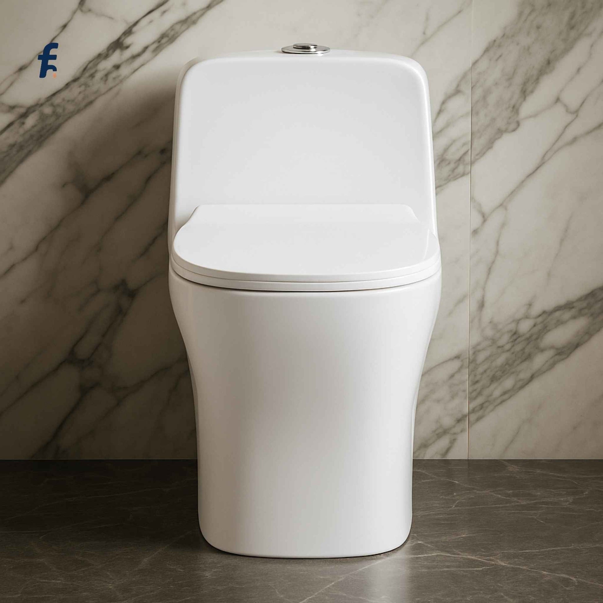 Close-up view highlighting sleek rimless design and soft-close seat of SM00W-1012 western toilet