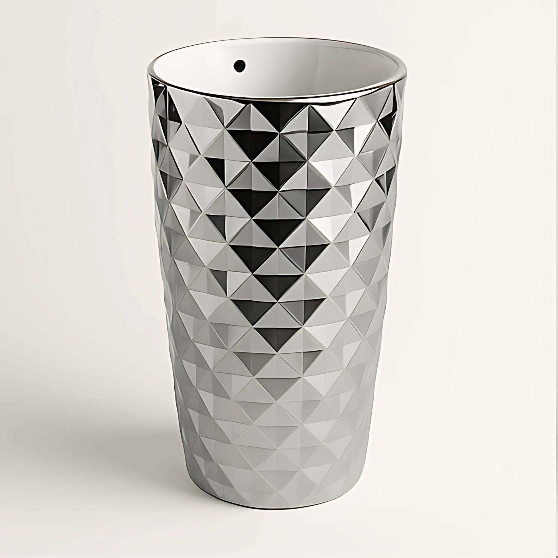 Front view of silver diamond pedestal washbasin – Regalia Collection